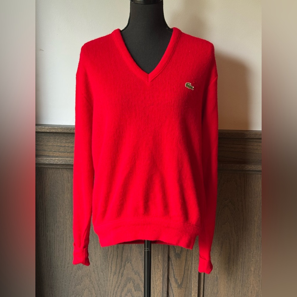 Lacoste Red V-Neck Sweater for Men